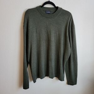 Cezani Olive Green Wool Blend Crew Neck Long Sleeve Sweater Men's XXL